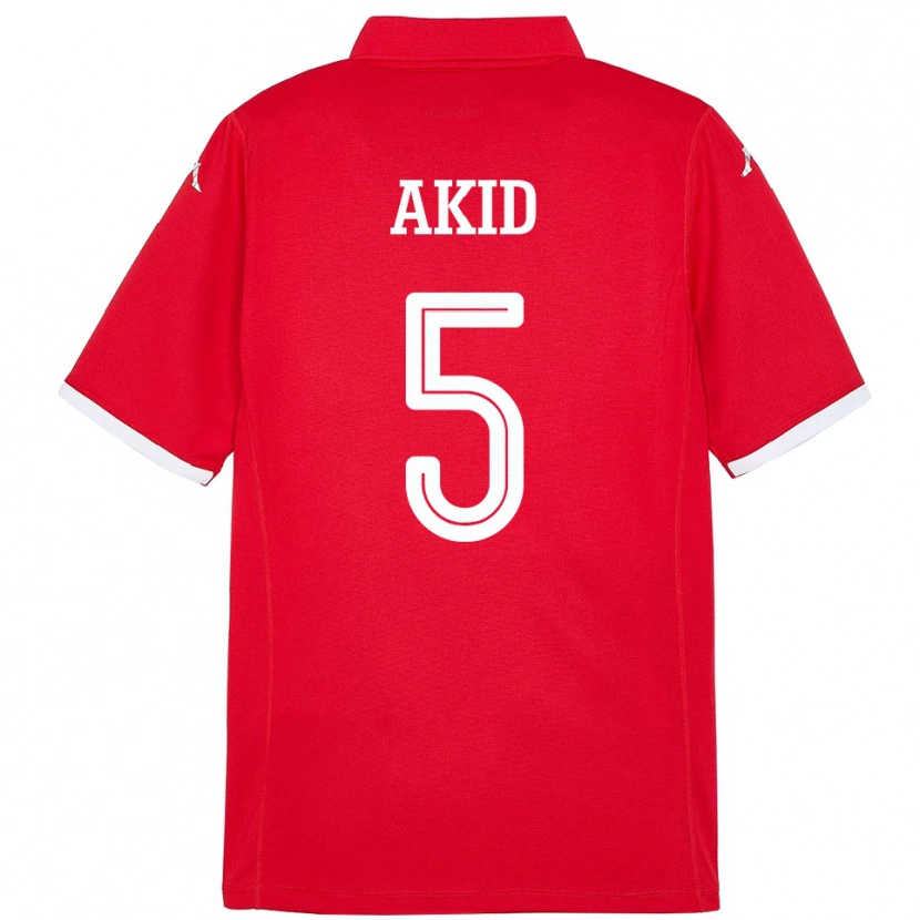 Danxen Niño Camiseta Túnez Abdessalem Akid #5 Rojo 1ª Equipación 24-26 La Camisa