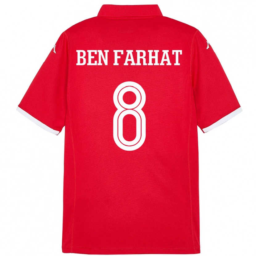 Danxen Niño Camiseta Túnez Louey Ben Farhat #8 Rojo 1ª Equipación 24-26 La Camisa