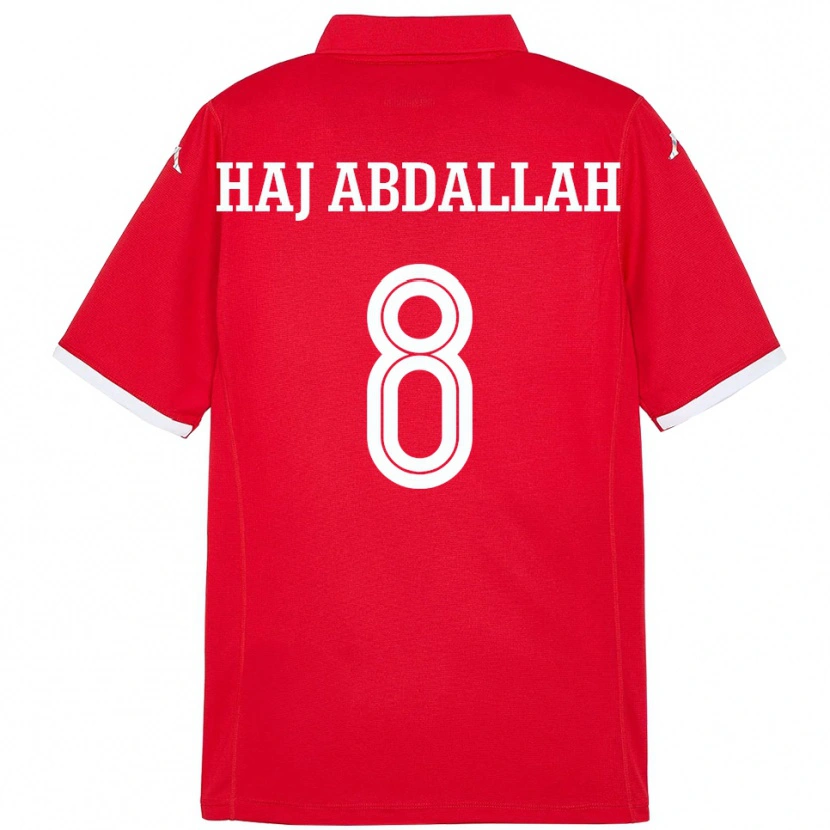 Danxen Niño Camiseta Túnez Saifedine Haj Abdallah #8 Rojo 1ª Equipación 24-26 La Camisa