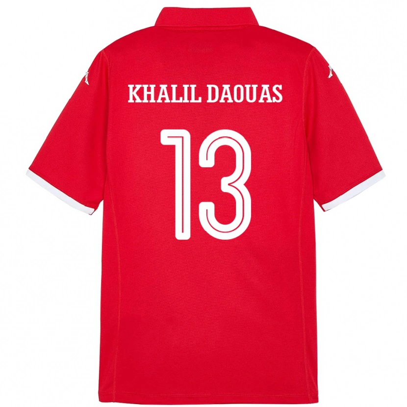 Danxen Niño Camiseta Túnez Mohamed Khalil Daouas #13 Rojo 1ª Equipación 24-26 La Camisa