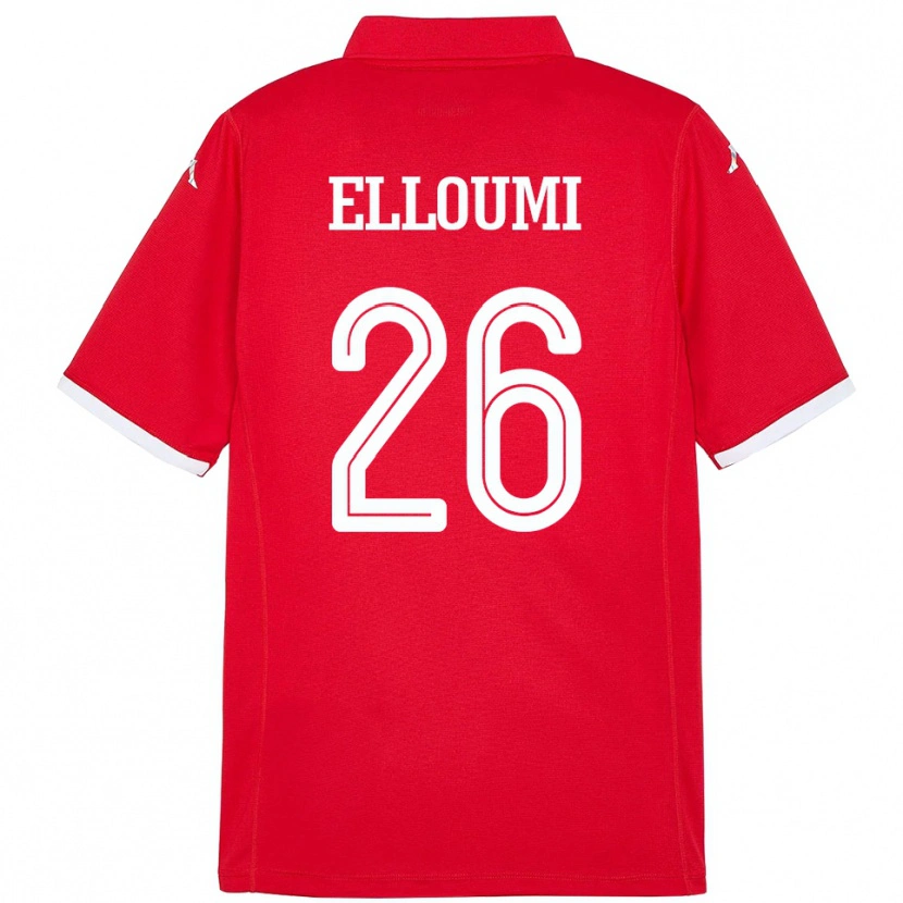 Danxen Niño Camiseta Túnez Khalil Elloumi #26 Rojo 1ª Equipación 24-26 La Camisa