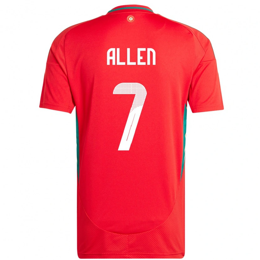 Danxen Niño Camiseta Gales Joe Allen #7 Rojo 1ª Equipación 24-26 La Camisa