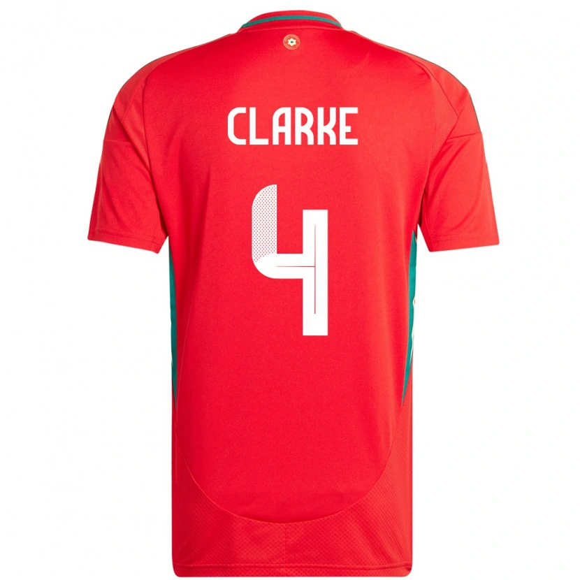Danxen Niño Camiseta Gales Brayden Clarke #4 Rojo 1ª Equipación 24-26 La Camisa