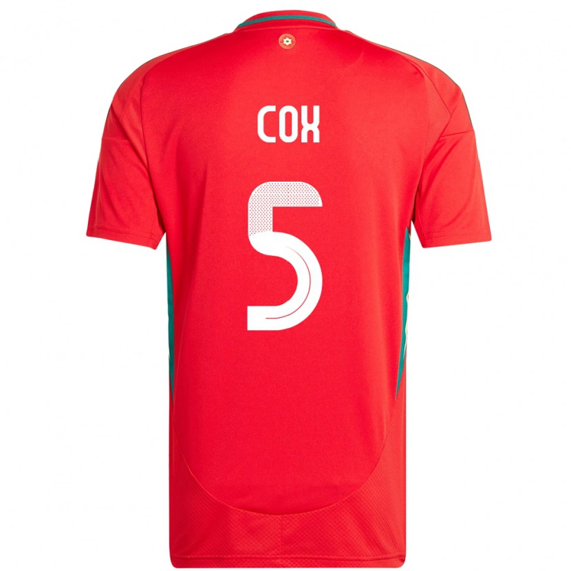 Danxen Niño Camiseta Gales Daniel Cox #5 Rojo 1ª Equipación 24-26 La Camisa