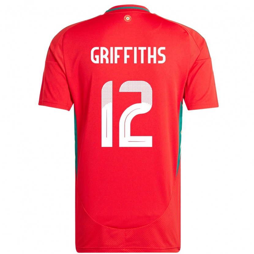 Danxen Niño Camiseta Gales Ewan Griffiths #12 Rojo 1ª Equipación 24-26 La Camisa
