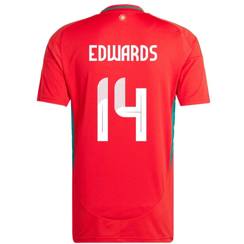 Danxen Niño Camiseta Gales Noah Edwards #14 Rojo 1ª Equipación 24-26 La Camisa