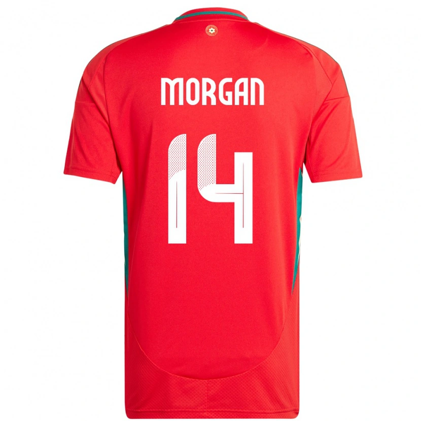 Danxen Niño Camiseta Gales George Morgan #14 Rojo 1ª Equipación 24-26 La Camisa