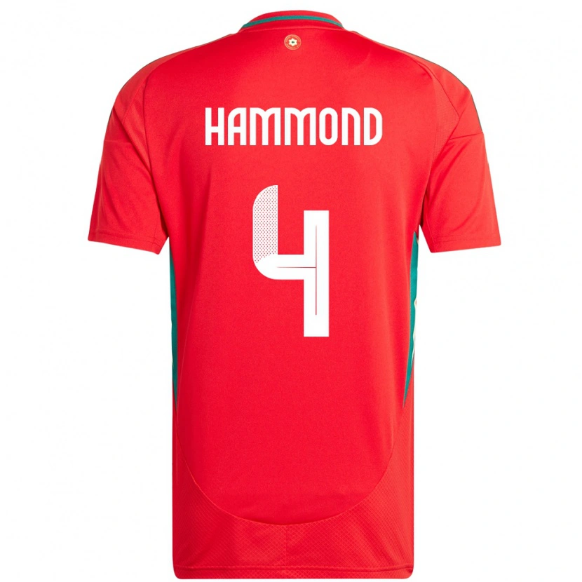 Danxen Niño Camiseta Gales Ben Hammond #4 Rojo 1ª Equipación 24-26 La Camisa