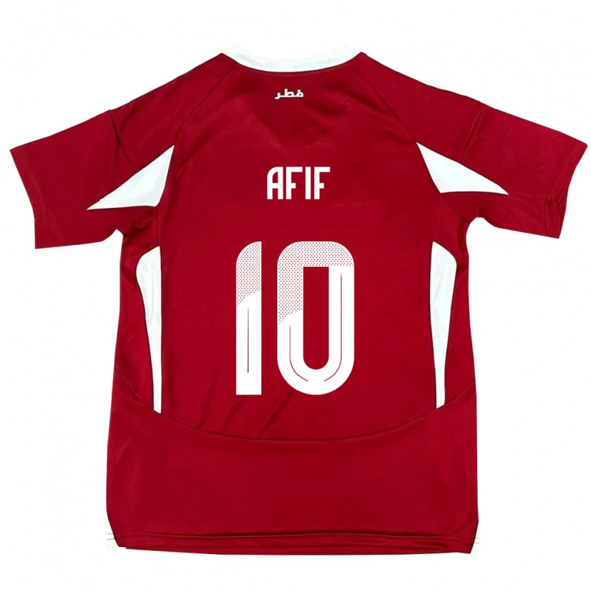 Danxen Niño Camiseta Catar Akram Afif #10 Rojo 1ª Equipación 24-26 La Camisa