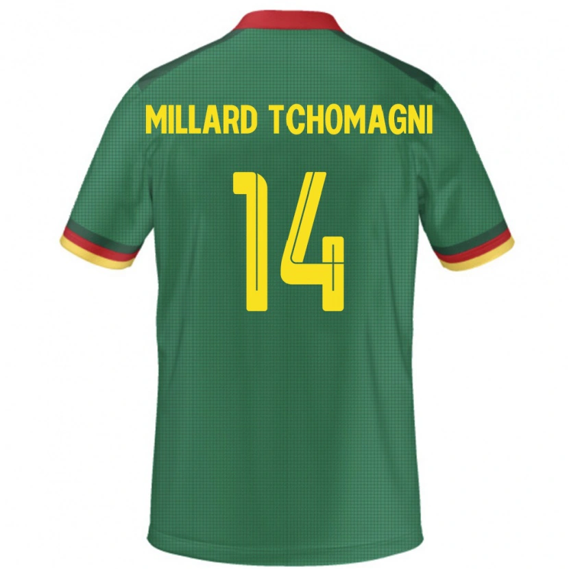 Danxen Niño Camiseta Camerún Samuel Millard Tchomagni #14 Verde 1ª Equipación 24-26 La Camisa