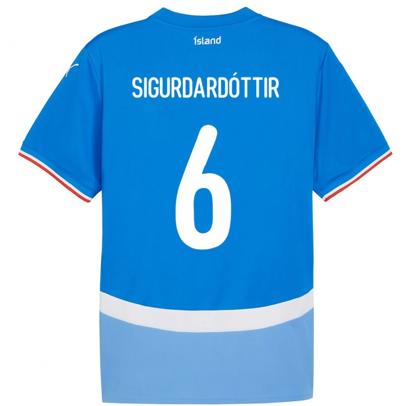 Danxen Niño Camiseta Islandia Ingibjörg Sigurðardóttir #6 Azul 1ª Equipación 24-26 La Camisa