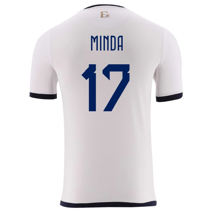 Danxen Niño Camiseta Ecuador Alan Minda #17 Blanco 2ª Equipación 24-26 La Camisa