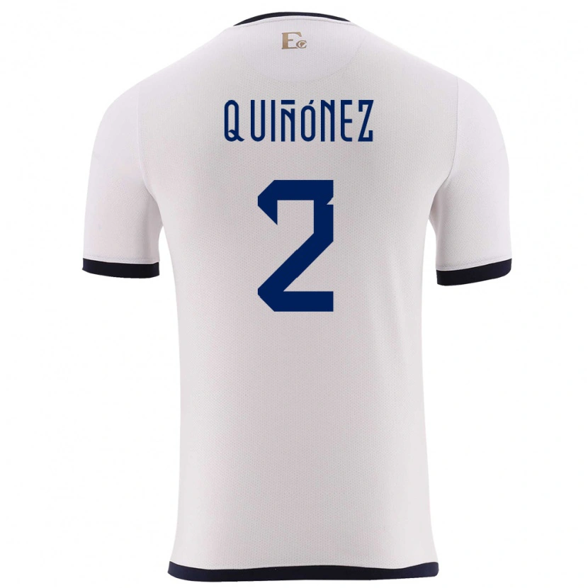 Danxen Niño Camiseta Ecuador Óscar Quiñónez #2 Blanco 2ª Equipación 24-26 La Camisa