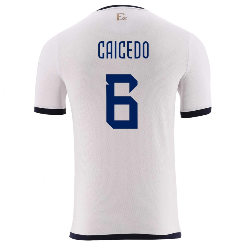 Danxen Niño Camiseta Ecuador Fricio Caicedo #6 Blanco 2ª Equipación 24-26 La Camisa