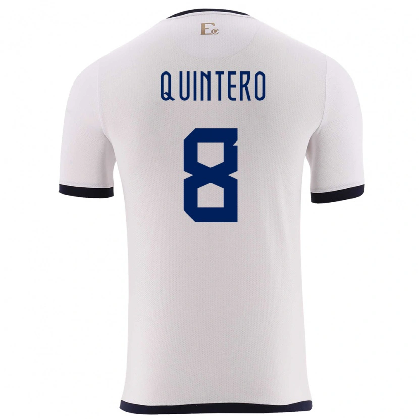Danxen Niño Camiseta Ecuador Hólger Quintero #8 Blanco 2ª Equipación 24-26 La Camisa