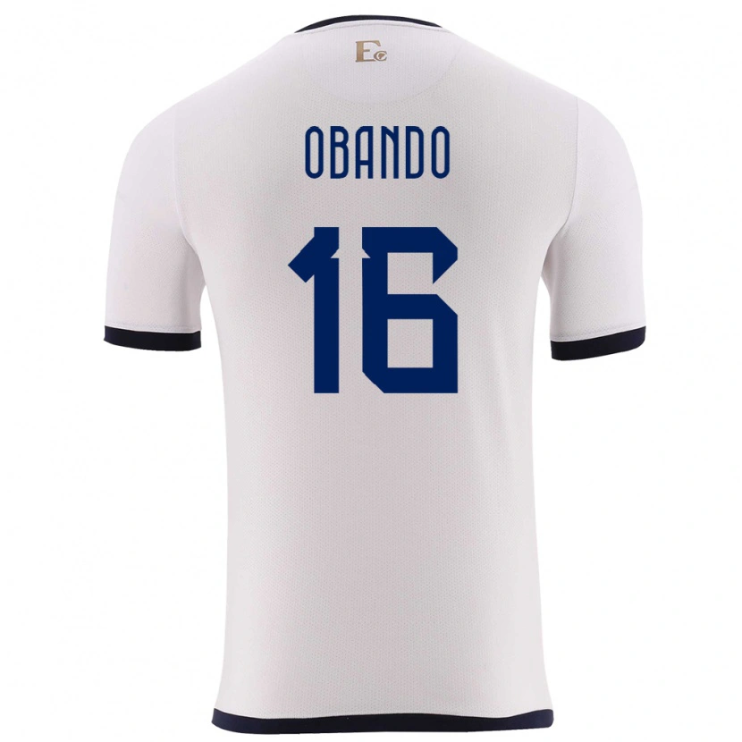 Danxen Niño Camiseta Ecuador Allen Obando #16 Blanco 2ª Equipación 24-26 La Camisa
