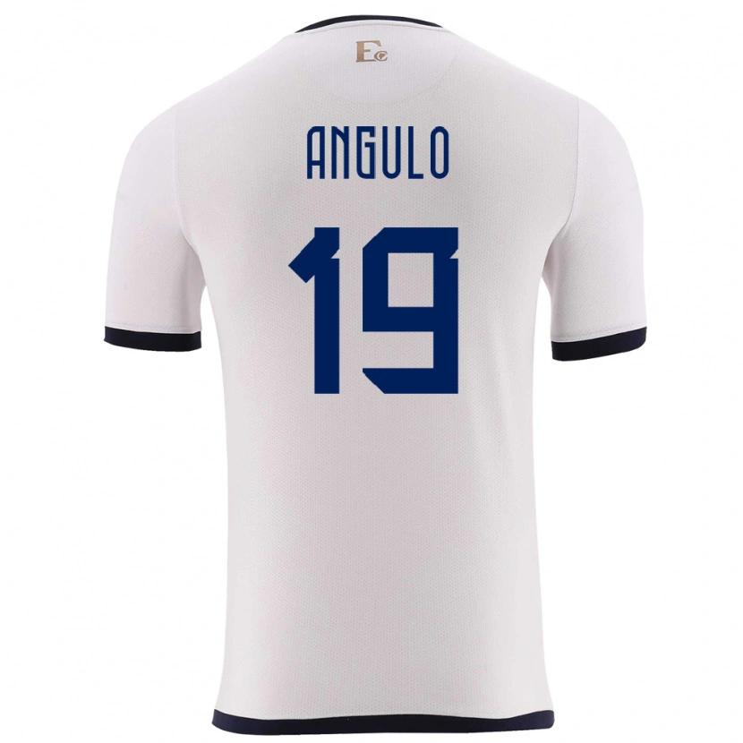 Danxen Niño Camiseta Ecuador Juan Angulo #19 Blanco 2ª Equipación 24-26 La Camisa