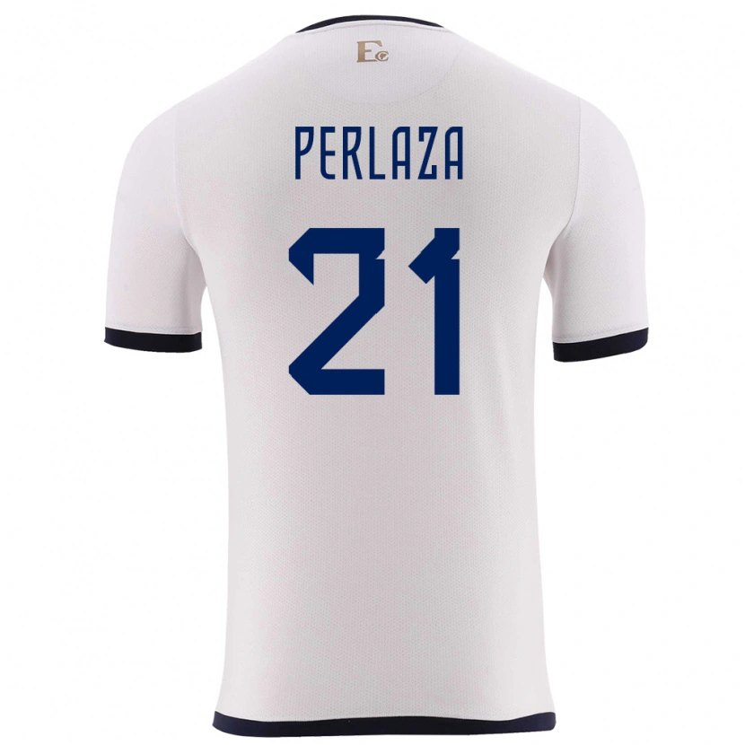 Danxen Niño Camiseta Ecuador Ronald Perlaza #21 Blanco 2ª Equipación 24-26 La Camisa