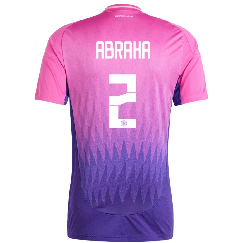 Danxen Niño Camiseta Alemania Natnael Abraha #2 Rosado Morado 2ª Equipación 24-26 La Camisa