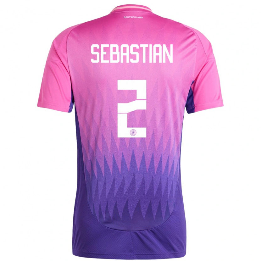 Danxen Niño Camiseta Alemania Jordy Sebastian #2 Rosado Morado 2ª Equipación 24-26 La Camisa
