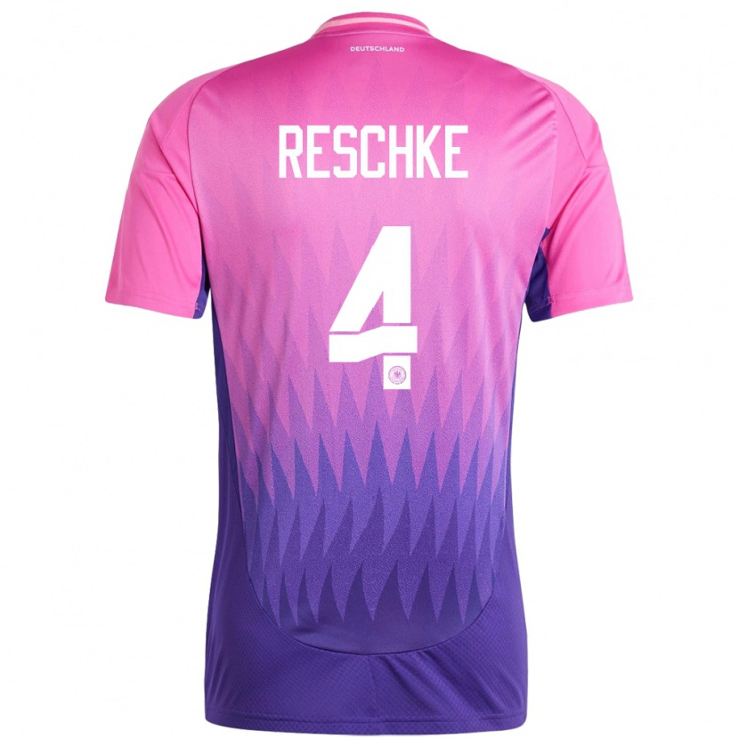 Danxen Niño Camiseta Alemania Gianluca Reschke #4 Rosado Morado 2ª Equipación 24-26 La Camisa