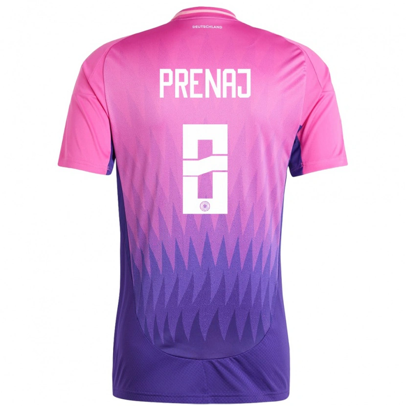 Danxen Niño Camiseta Alemania Christian Prenaj #8 Rosado Morado 2ª Equipación 24-26 La Camisa