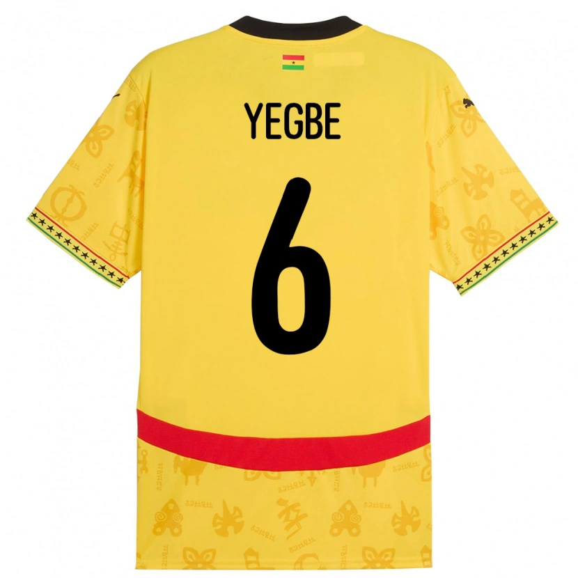 Danxen Niño Camiseta Ghana Terry Yegbe #6 Amarillo 2ª Equipación 24-26 La Camisa