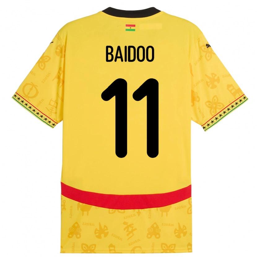 Danxen Niño Camiseta Ghana Michael Baidoo #11 Amarillo 2ª Equipación 24-26 La Camisa