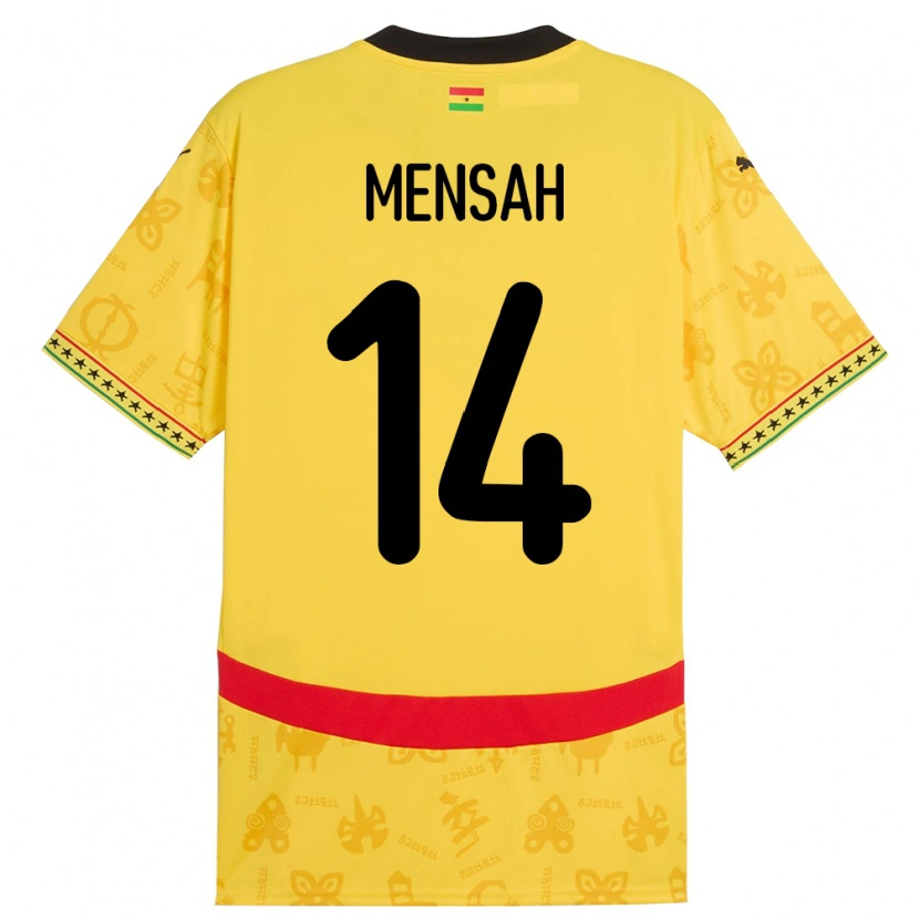 Danxen Niño Camiseta Ghana Gideon Mensah #14 Amarillo 2ª Equipación 24-26 La Camisa