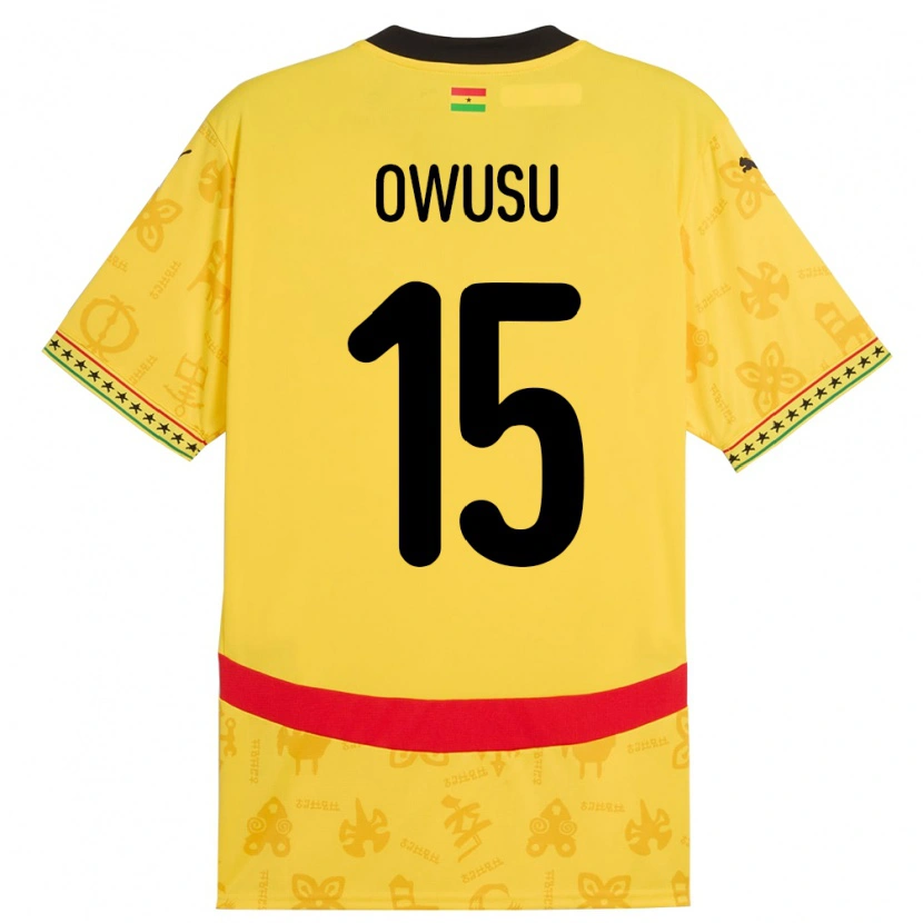 Danxen Niño Camiseta Ghana Elisha Owusu #15 Amarillo 2ª Equipación 24-26 La Camisa