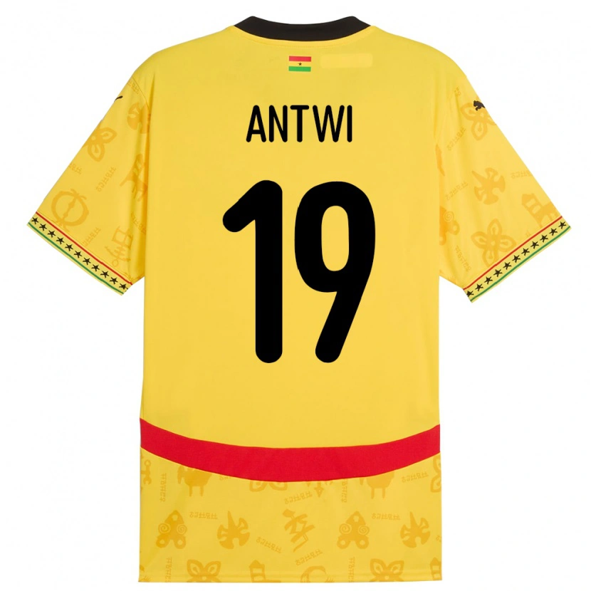 Danxen Niño Camiseta Ghana Emmanuel Antwi #19 Amarillo 2ª Equipación 24-26 La Camisa
