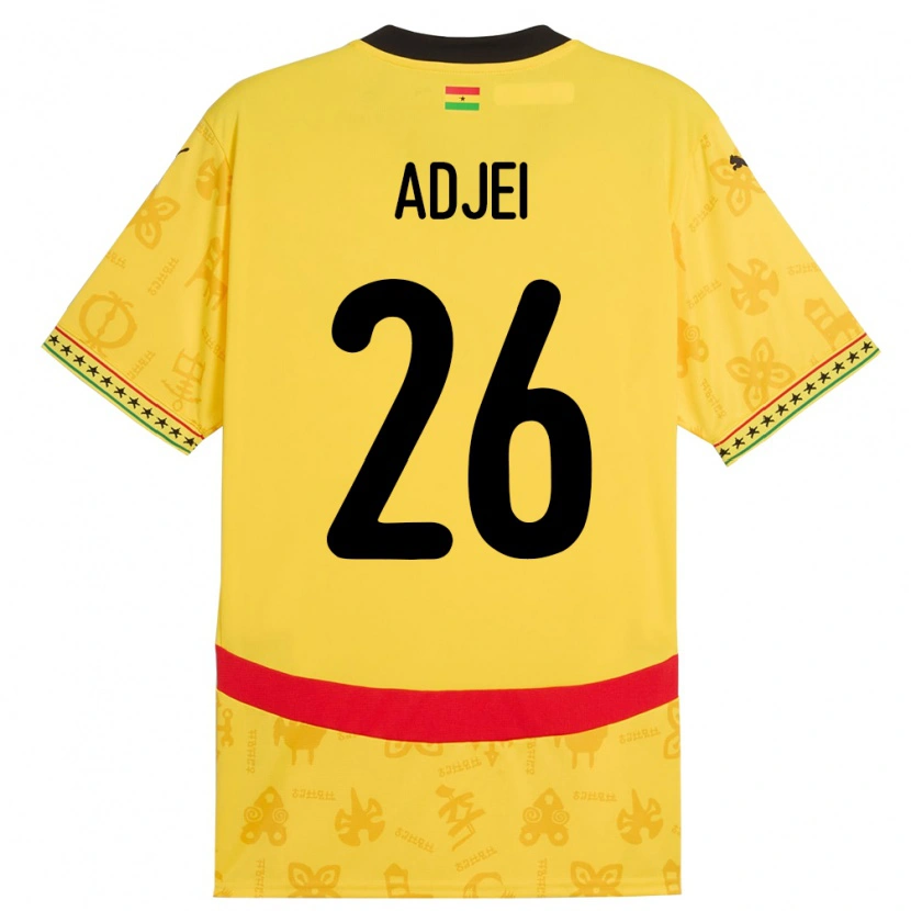 Danxen Niño Camiseta Ghana Nathaniel Adjei #26 Amarillo 2ª Equipación 24-26 La Camisa