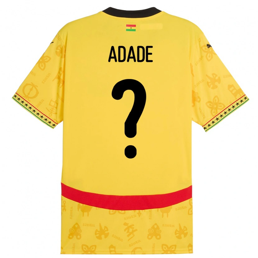Danxen Niño Camiseta Ghana Ebenezer Adade #0 Amarillo 2ª Equipación 24-26 La Camisa