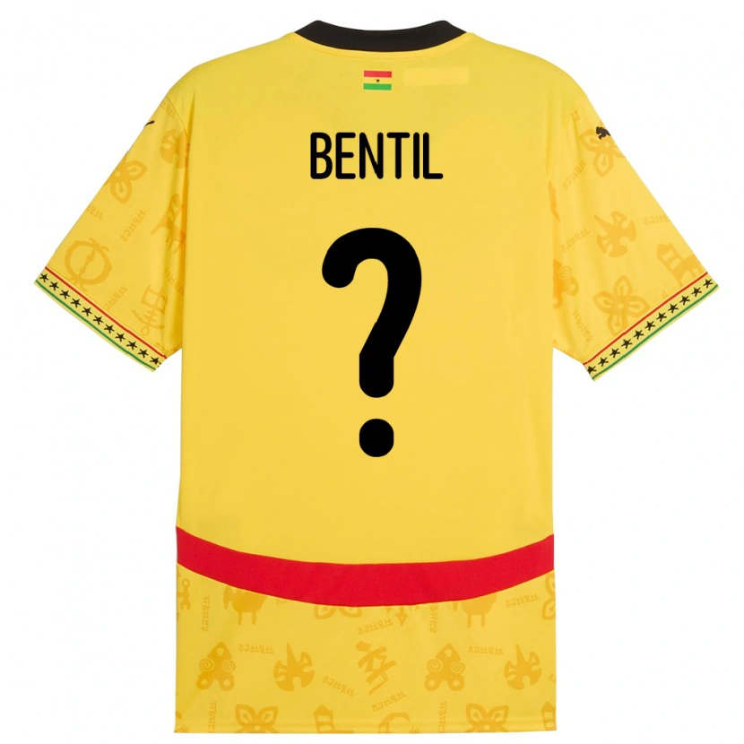 Danxen Niño Camiseta Ghana Godwin Bentil #0 Amarillo 2ª Equipación 24-26 La Camisa