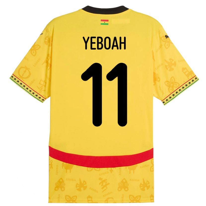 Danxen Niño Camiseta Ghana Emmanuel Yeboah #11 Amarillo 2ª Equipación 24-26 La Camisa