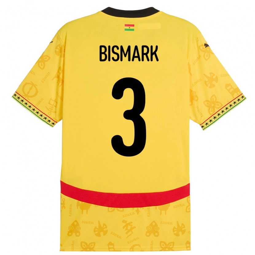 Danxen Niño Camiseta Ghana Anim Bismark #3 Amarillo 2ª Equipación 24-26 La Camisa