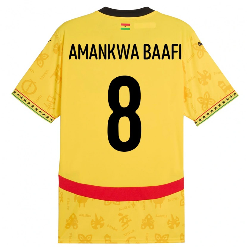 Danxen Niño Camiseta Ghana Yaw Amankwa Baafi #8 Amarillo 2ª Equipación 24-26 La Camisa