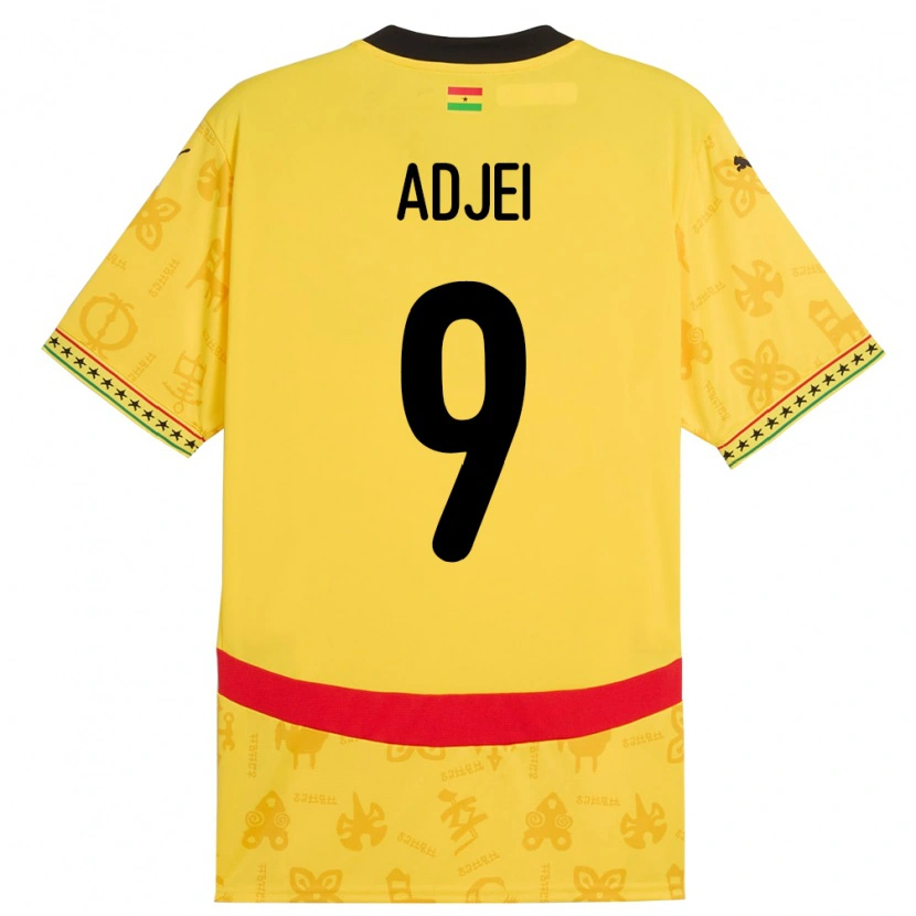 Danxen Niño Camiseta Ghana Vivian Adjei #9 Amarillo 2ª Equipación 24-26 La Camisa