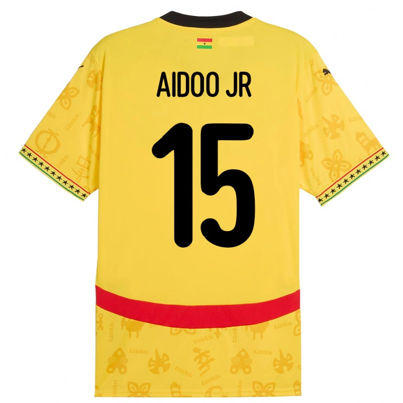 Danxen Niño Camiseta Ghana Joseph Aidoo #15 Amarillo 2ª Equipación 24-26 La Camisa