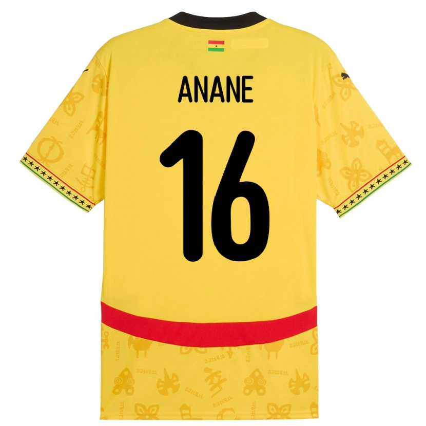 Danxen Niño Camiseta Ghana Vincent Anane #16 Amarillo 2ª Equipación 24-26 La Camisa