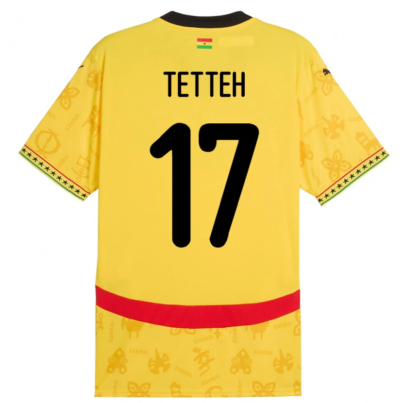 Danxen Niño Camiseta Ghana Benjamin Tetteh #17 Amarillo 2ª Equipación 24-26 La Camisa