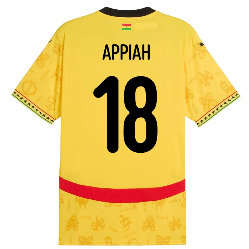 Danxen Niño Camiseta Ghana Veronica Appiah #18 Amarillo 2ª Equipación 24-26 La Camisa
