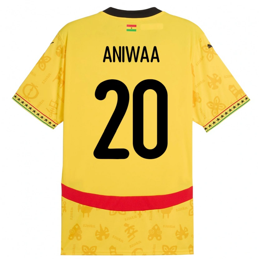 Danxen Niño Camiseta Ghana Louisa Aniwaa #20 Amarillo 2ª Equipación 24-26 La Camisa
