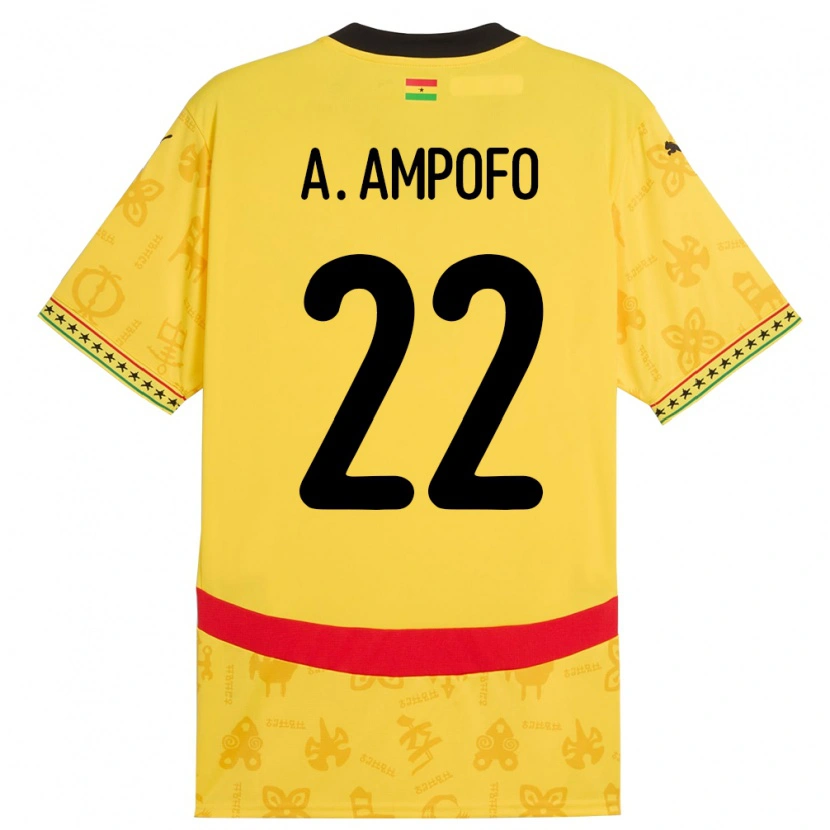 Danxen Niño Camiseta Ghana Eugene Amankwah Ampofo #22 Amarillo 2ª Equipación 24-26 La Camisa