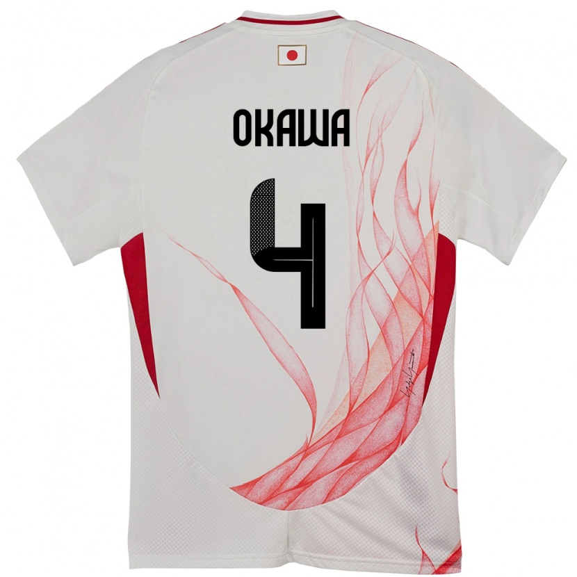 Danxen Niño Camiseta Japón Yugo Okawa #4 Blanco 2ª Equipación 24-26 La Camisa