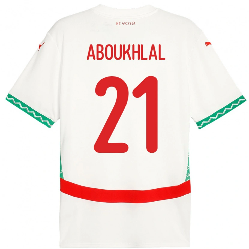Danxen Niño Camiseta Marruecos Zakaria Aboukhlal #21 Blanco 2ª Equipación 24-26 La Camisa