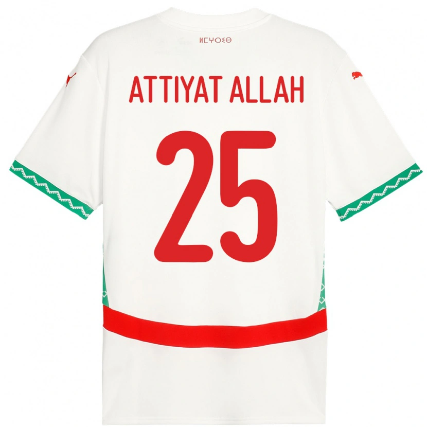Danxen Niño Camiseta Marruecos Yahia Attiyat Allah #25 Blanco 2ª Equipación 24-26 La Camisa