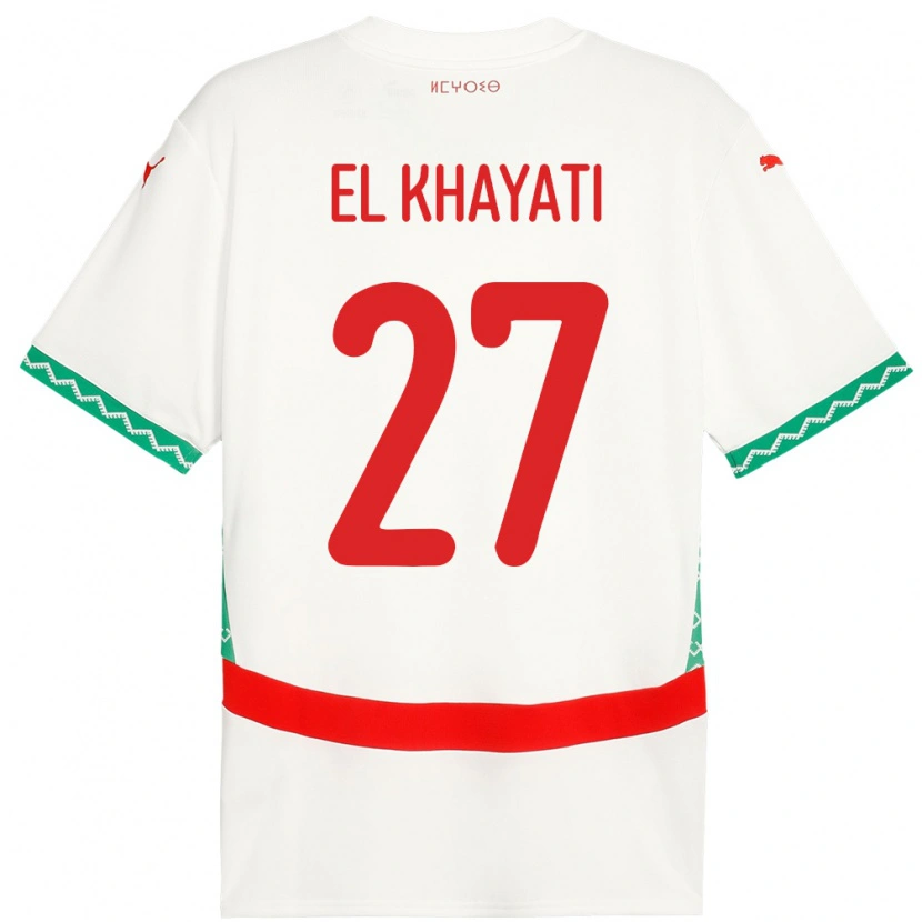 Danxen Niño Camiseta Marruecos Ayoub El Khayati #27 Blanco 2ª Equipación 24-26 La Camisa