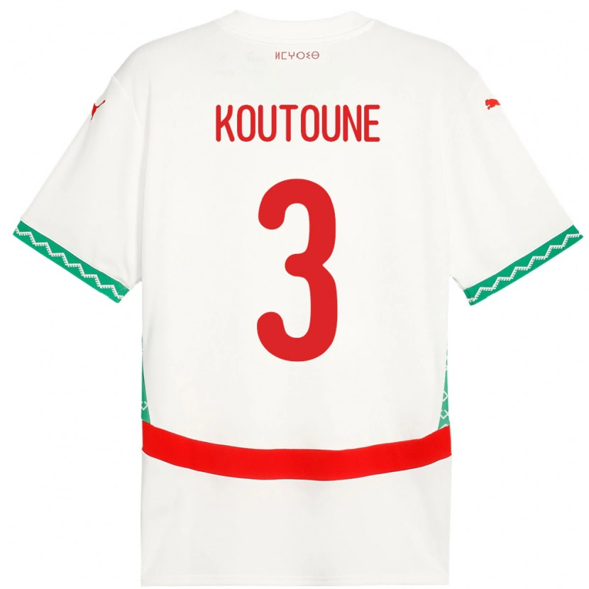 Danxen Niño Camiseta Marruecos Hamza Koutoune #3 Blanco 2ª Equipación 24-26 La Camisa