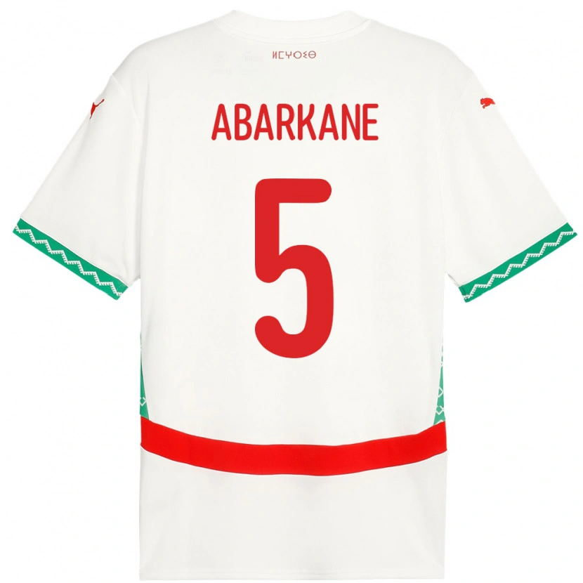Danxen Niño Camiseta Marruecos Ahmed Abarkane #5 Blanco 2ª Equipación 24-26 La Camisa